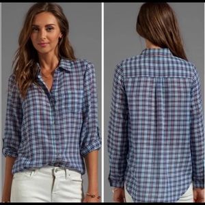 Revolve’s Joie Yard Dye Plaid Moshina Top-S